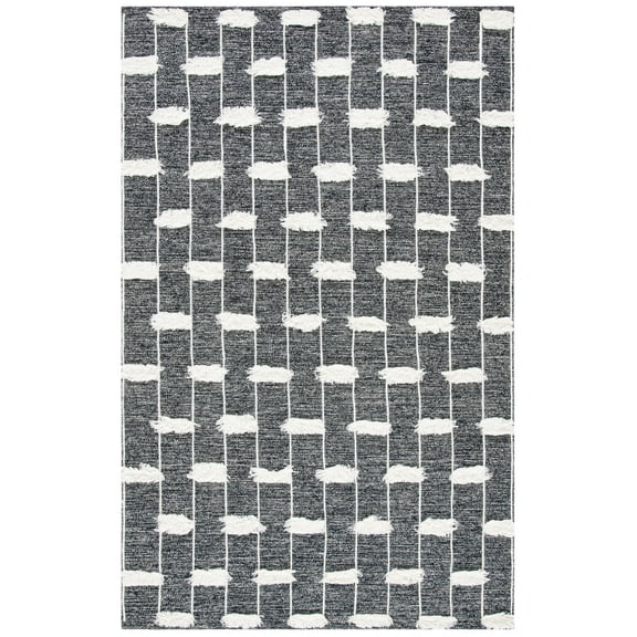 SAFAVIEH Striped Kilim Delaney Striped Area Rug, Black/Ivory, 4' x 6'