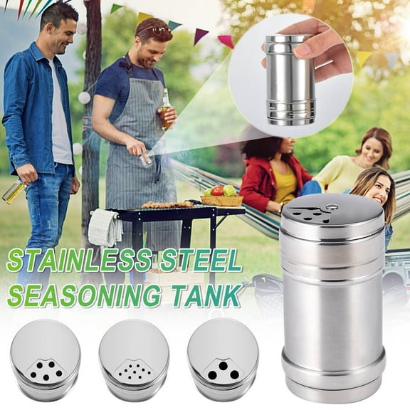 RKZDSR Kitchenware Stainless Steel Seasoning Jar Sprinkler Barbecue Seasoning Jar Pepper Bottle Shaker With Lid Shaker Cooking Rotatable Cover Kitchen Appliances On Sale