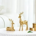 thumbnail image 7 of 2pcs Christmas Reindeer Figurines for Centerpieces: Gold Resin Reindeer Christmas Decor for Dining Room Table - Vintage Deer for Coffee Table Fireplace Entryway Shelves Office Indoor, 7 of 7