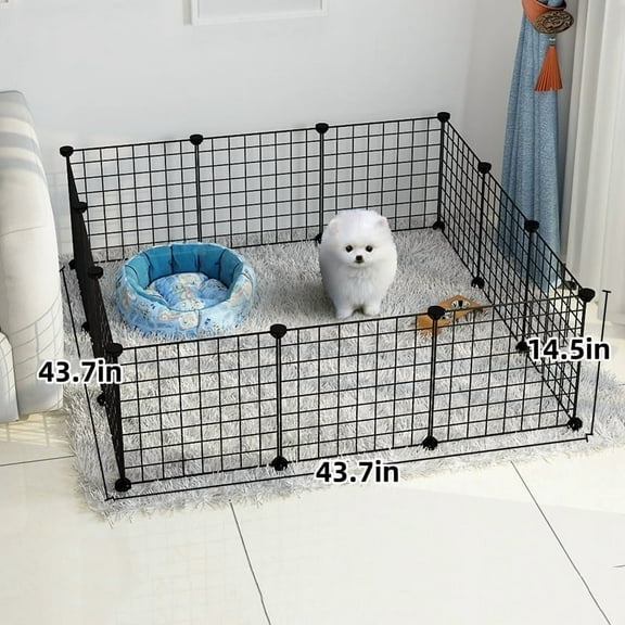 Siloon Small Animal Playpen, Small Animal Cage for Indoor Outdoor Use, Portable Metal Wire Yard Fence for Small Animal, Dog, Cat, Guinea Pigs, Bunny, Turtle, Hamster, 12 Panels (14.5x14.5 in)