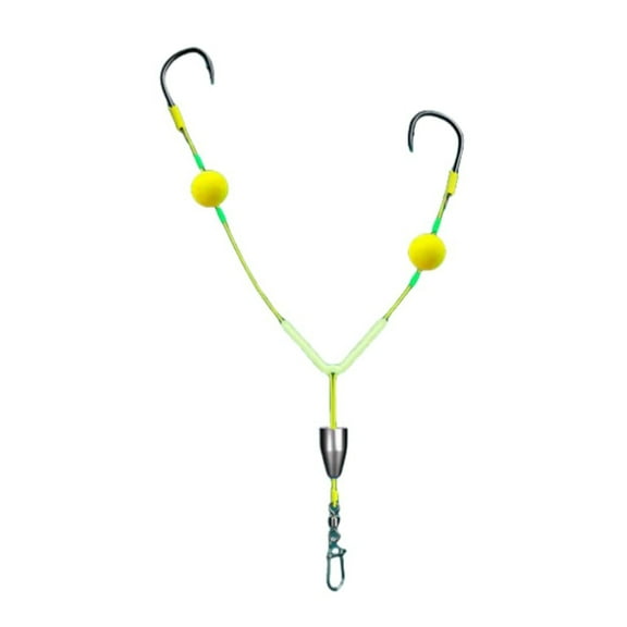 Flip & Reverse Bottom Fishing Rig - Double Hook Tandem Setup with Swivel (Durable Metal & Line)