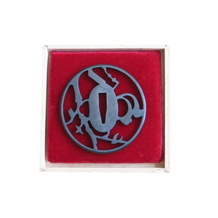 Great Wave Katana - Handmade Sword - Iron Alloy Tsuba for Katana Swords with Calyx Canthus Pattern in Wooden Box