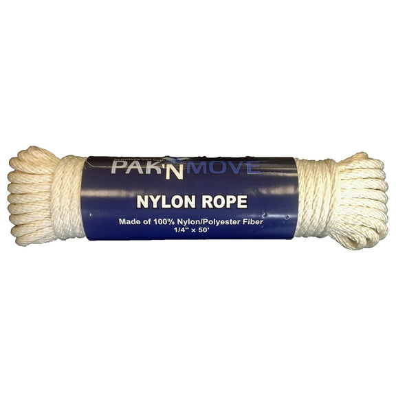 UBMOVE 50' x 0.250" Nylon Rope, White