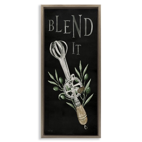 Stupell Industries Traditional Blend It Vintage Kitchen Brown Floating Frame Canvas Art, 14 x 31, by Cindy Jacobs