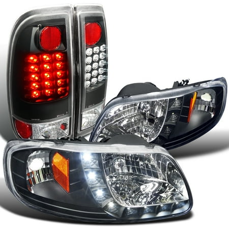 - Spec-D Tuning 1997-2003 Ford F150 Styleside Black Crystal Smd Led Headlights + Tail Lamps (Left + Right) 1997 1998 1999 2000 2001 2002 2003
