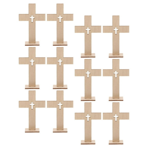 WRITWAA 12Pcs Mini Crosses for Decor Wooden Crosses Tabletop Centerpiece 4.4x2.9x1in