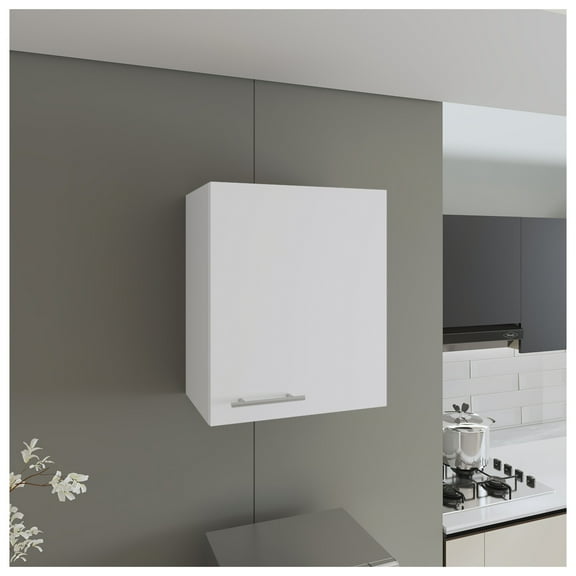 Wall Cabinet 20" Wide - White Single Door Storage - Bathroom, Kitchen, Garage Organizer - 2 Shelves - Space Saving Design