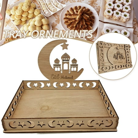 

Ramadan Wooden Tray Eid Plates Ramadan Decorations Serving Tableware