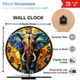 thumbnail image 3 of Stained Glass Elephant Wall Clock Art Decor 10-Inch Silent Wooden Wall Clock, Battery Operated (AA Batteries Not Included), Artistic Home Decor, 3 of 8