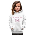 thumbnail image 2 of NAFUU Stylish Girls Hoodies Bow Print Hooded Sweatshirt Cute Long Sleeve Pullover Tops Soft Comfort Sweatshirts Daily Casual Wear 12-18 Months, 2 of 3