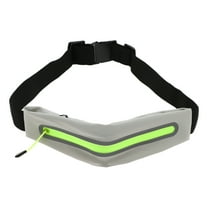 Unique Bargains 1 Pc Single Pocket Running Waist Pack for Hiking Gym Polyester Light Gray, Green
