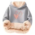 thumbnail image 2 of CPNG Girls Fleece Lined Hoodies Heart Print Long Sleeve Hooded Sweatshirts Without Pocket Kids Loose Fit Daily Pullover Sweatshirt, 2 of 6
