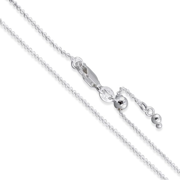 Sterling Silver Adjustable Thin Cable Chain 1.2mm Solid 925 Rolo Link Necklace 22" Jewelry Female