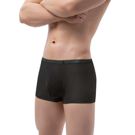 Gubotare Boxer Briefs For Men Men s Pure Silk Briefs String Panties Soft Pouch Smooth Healthy Basic Bikini Breathable Underwear Black L