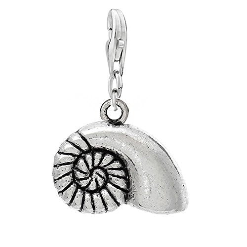 Spiral Shell Clip On For Bracelet Charm Pendant for European Charm Jewelry w/ Lobster Clasp