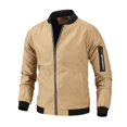 thumbnail image 4 of COSFO Zip Up Jacket for Men Lightweight Casual Yellow Solid Windbreaker Slim Long Sleeve Mid-Length Outdoor Recreation with Pocket Hoodless Jackets, 4 of 4