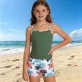 thumbnail image 5 of JAJAHO Girls Swimsuit 3 Pieces Long Sleeve Rash Guard Set Tropical Printed Tankini Bathing Suits Summer Kids Swimwear 3-10Y, 5 of 6