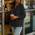 thumbnail image 5 of Perfectbot Women's Waffle Knit Henley Sweatshirt, Relaxed Fit Drop Shoulder Long Sleeve Ribbed Cuffs Top, 5 of 8