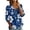 Dark Blue, variant on Sunflower & Cherry Print Henley Tunic for Women - 3/4 Sleeve V-Neck Button Down Cottagecore Blouse, Loose Fit Casual Summer Top Orange L