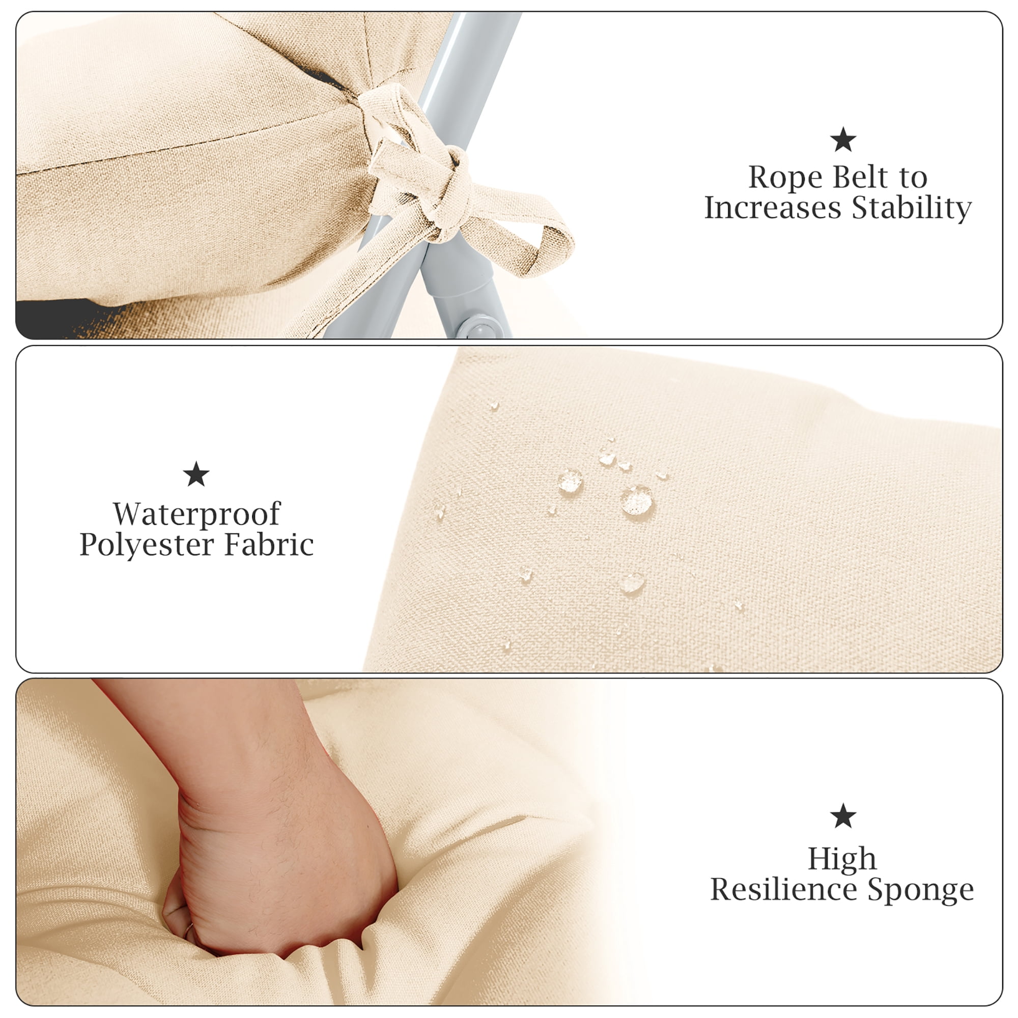 Costway 22'' x44''  Indoor Outdoor  Back Chair Cushion Tufted Pillow Patio Seating Pad Beige