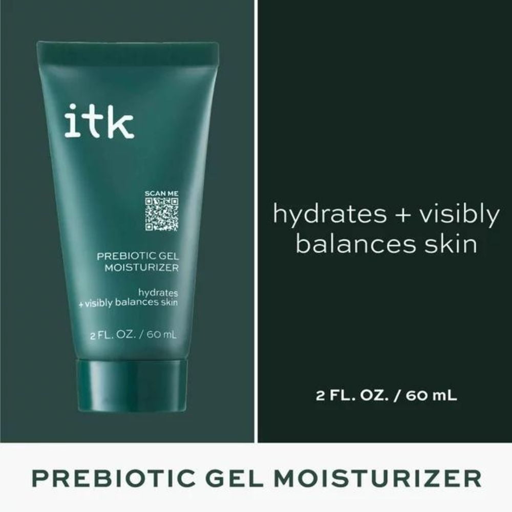 ITK Milk-to-Foam Gentle Cleanser, 5 oz + Prebiotic Gel Moisturizer for Acne Prone, 2 oz (Variety Pack)