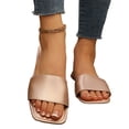 thumbnail image 3 of Domuza Flat Sandals for Women 2026 Summer New Soft Lightweight Square Open Toe Slides Beach Vacation Casual Home Shower Slipper Complexion 6.5（EU-37）, 3 of 4