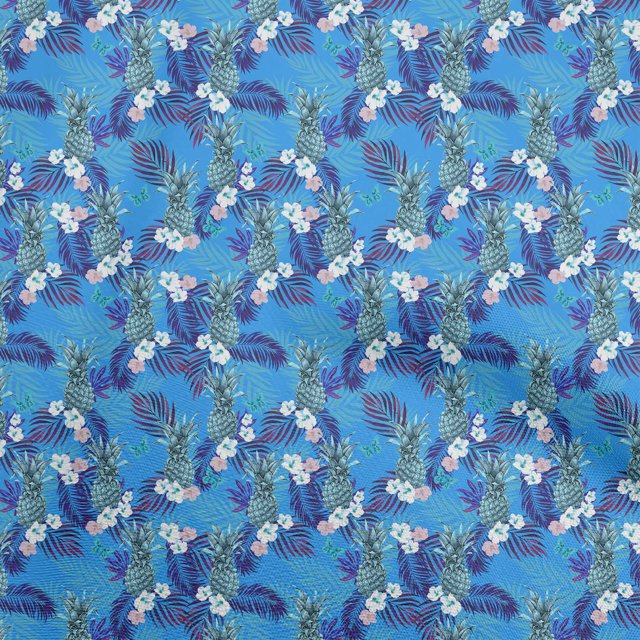 oneOone Rayon Medium Blue Fabric Tropical Sewing Craft Projects Fabric Prints By Yard 56 Inch Wide