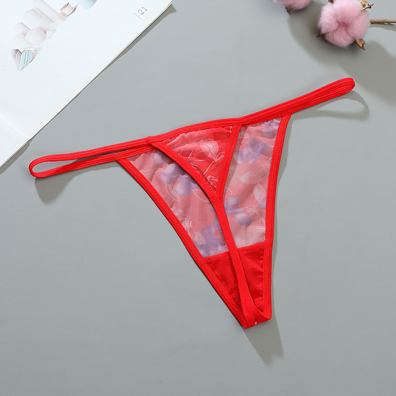 Aayomet Underwear Women Valentine Day Thongs For Women For Sex T Back  Panties Low Waisted Stretch Straps Seamless Thongs,Red S