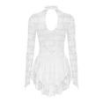 thumbnail image 2 of inhzoy Women's Floral Lace Lyrical Dance Dress Mock Neck Ballet Dance Leotard Dresses Ivory X-Small, 2 of 6
