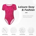 thumbnail image 4 of Kdxio Rose Red Glitter for Women's Short-Sleeved Onesie Stylish Round Neck Pajamas Bodysuit Jumpsuit Nightwear-XX-Large, 4 of 7