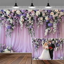 8x6ft Purple Lavender Floral Bridal Backdrop Wedding Flower Photography Backdrop for Girl Portrait Baby Shower Birthday Party Decor Banner Mother's Day Party Wall Backdrop Studio Photo Backgrounds