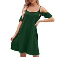 thumbnail image 2 of SWSMCLT Women's Midi Dresses Summer Sundress Off The Shoulder Ruffle Dress Spring Cute Casual High Waist Green Large, 2 of 4