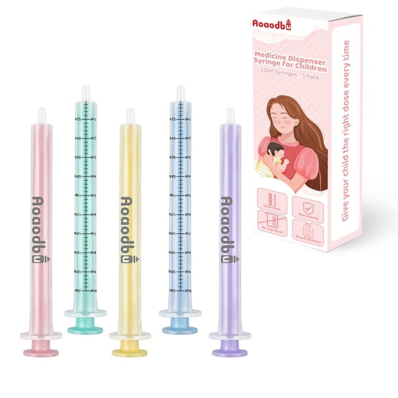 Jeringa dispensadora de medicina para bebé Aoaodbu, 10 ml, paquete de 5