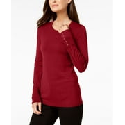 JM Collection Petite Embellished Cuff Sweater New Red Amore PM