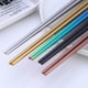 thumbnail image 5 of WORGEOUS Un par de palillos de acero inoxidable Palillos cuadrados de galvanoplastia Palillos de metal reutilizables (23 cm, negro), 5 of 7