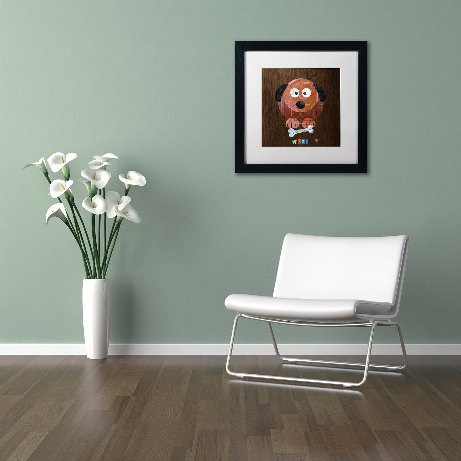 Trademark Fine Art 'Woof The Dog' Canvas Art by Design Turnpike, White Matte, Black Frame