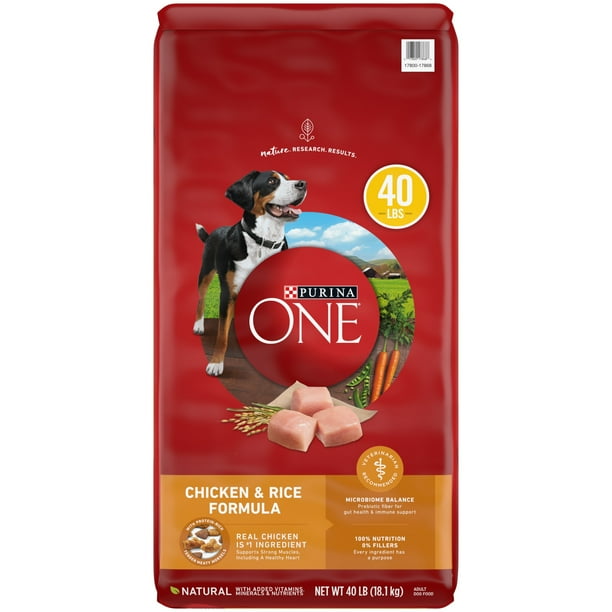 Purina One Dry Dog Food for Adult Dogs Chicken and Rice Formula, 40 lb