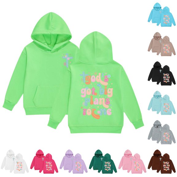 Vividxx Hoodies For Girls Letter Print Hooded Sweatshirts With Pocket Toddler Kids Long Sleeve Hoodie Jacket Comfortable 8-9 Years