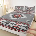thumbnail image 2 of Manfei Hippie Aztec Adult Full Size Sheets, Tribal Boho Mandala Bed Sheets, Grey Red Abstract Sheet Sets, Microfiber Bedroom Decor, 4-Piece, 2 of 6