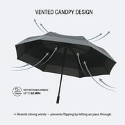Knirps A.405 XXL Duomatic Vented 2 Person Oversized Rain Umbrella for Adults in Black – 49.6 Windproof Auto Open Close Canopy, Heavy-Duty Fiberglass Steel Frame, Travel Case Included