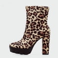 thumbnail image 5 of Dakaela High Heel Ankle Boots for Women Round Toe Leopard Short Booties Platform Chelsea Dress Pumps, 5 of 7