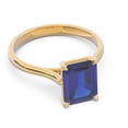 thumbnail image 3 of Diamond-Capitals 2.50 Carat Shiny Emerald Blue Sapphire Gemstone Solitaire Engagement Ring for Girls Solid 14K Yellow Gold Size 8.5, 3 of 8