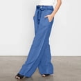 thumbnail image 2 of YDLCAFD Women's Casual High Waisted Tie Side Plicated Wide Leg Pants, 2 of 9