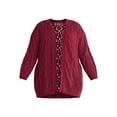 thumbnail image 5 of Terra & Sky Women's Plus Size Chenille Crochet Cardigan Sweater, Midweight, Sizes 0X-5X, 5 of 5