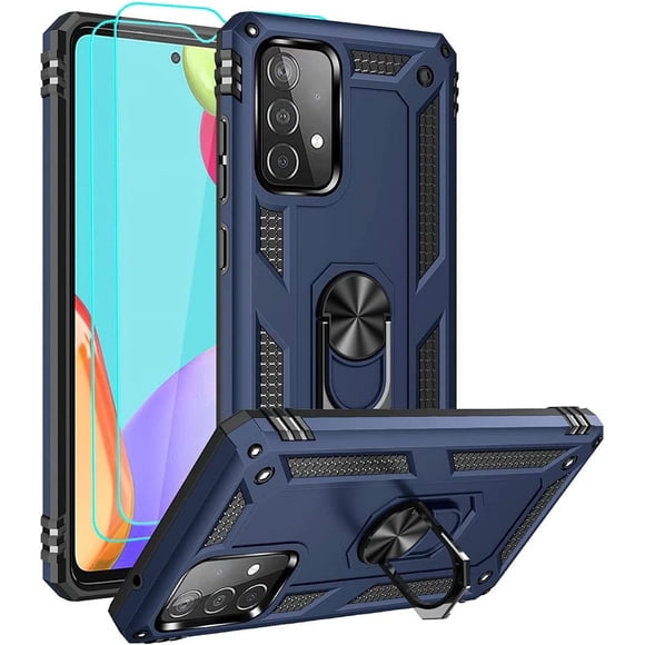 MYKOMI pour Samsung A52 Étui, Étui Galaxy A52 avec Protecteur d'Écran HD, Support Anneau de Qualité Militaire, Support de Voiture, Chute de 15 Pieds Testée, Étui Antichoc pour Samsung Galaxy A52
