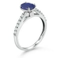 thumbnail image 3 of Gem Stone King 10K White Gold Blue Lapis and White Lab Grown Diamond Engagement Ring for Women (1.58 Cttw, Oval 8X6MM, Gemstone Birthstone, Size 8), 3 of 4