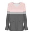 thumbnail image 5 of ATOYSOY Women's Long Sleeve Tees Fall Winter Loose Scrubs Tops Pockets Casual Shirts Solid Color Pullover Pockets Workout Fashion V Neck Sweatshirts Outwear Pink XL, 5 of 5