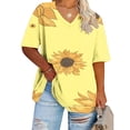 thumbnail image 2 of Camisetas Casuales de las Mujeres de Manga Corta de Cuello en V Oversized Camiseta Deportiva de Verano, Top Impreso Casual, 2 of 4