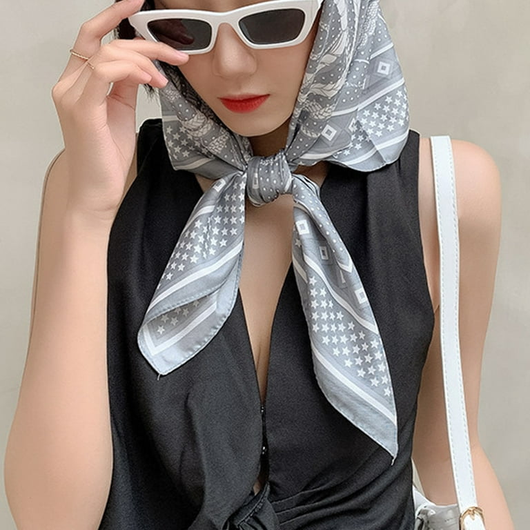 Animals Print Headband Hair Ribbon Scarf for Women Luxury Design Headscarf  Neckerchief Satin Silk Scrunchies 70cm Square Scarves
