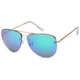 thumbnail image 6 of SUN LOUNGER Women's Oversized Metal Frame Classic Aviator Sunglasses with Spring Hinges - Mirror Teal Lenses on Gold Frame, 6 of 8